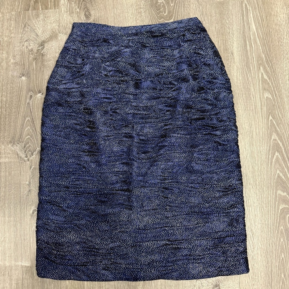 Vintage Raul Blanco Midnight Blue Pencil 100% silk Skirt
